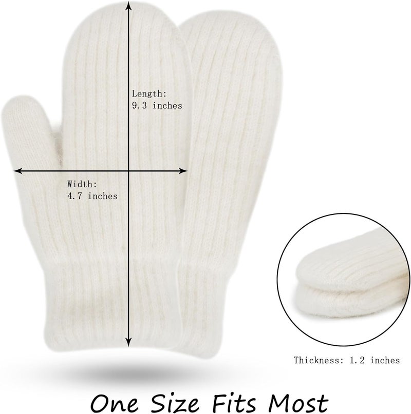 Eohak Winter Warm Mittens for Women - Knit Gloves Soft Wool Thick Fleece Lining Mittens - Image 2